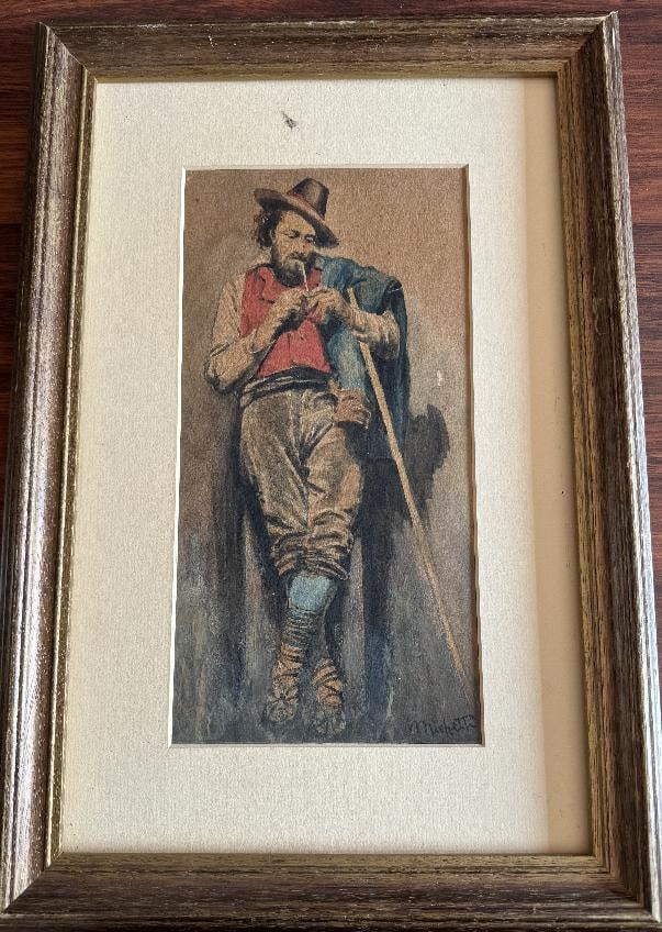 Old painting MICHETTI Francesco Paolo Italy, Pastor. (1851-1929): Old painting MICHETTI Francesco Paolo Italy, Pastor.Tocco di Casauria 1851, Francavilla a Mare 1929PastorelliOriginal Attribution (Signed work)Technique: Watercolor on paperOriginal frame, excellent c