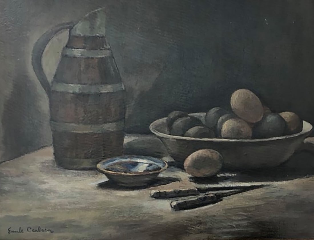 Emil Carlsen 1853-1932 Still Life Oil on board: Emil Carlsen 1853-1932Title- Still LifeMeasurements- 49 x 59 cmTechnique- Oil on board Art Artwork Artist.