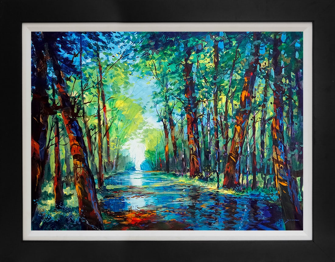 Michael Schofield (American 1947) Original mixed media Landscape on canvas by Michael Schofield: Michael Schofield (American 1947) Original Mixed media Painting on canvas. Michael Schofield (American 1947) Approx 30x40 inches. Hand signed by the artist. One-of-a-kind original. Custom framed. Incl