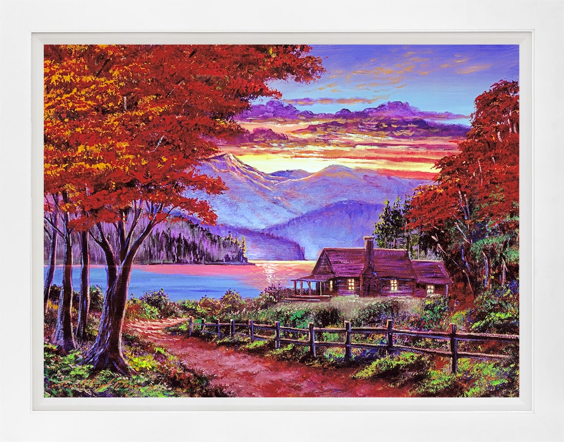 David Lloyd Glover (American 1949) Cabin in the Woods Limited Edition Hand Embellished Painting on (1 of 1)
