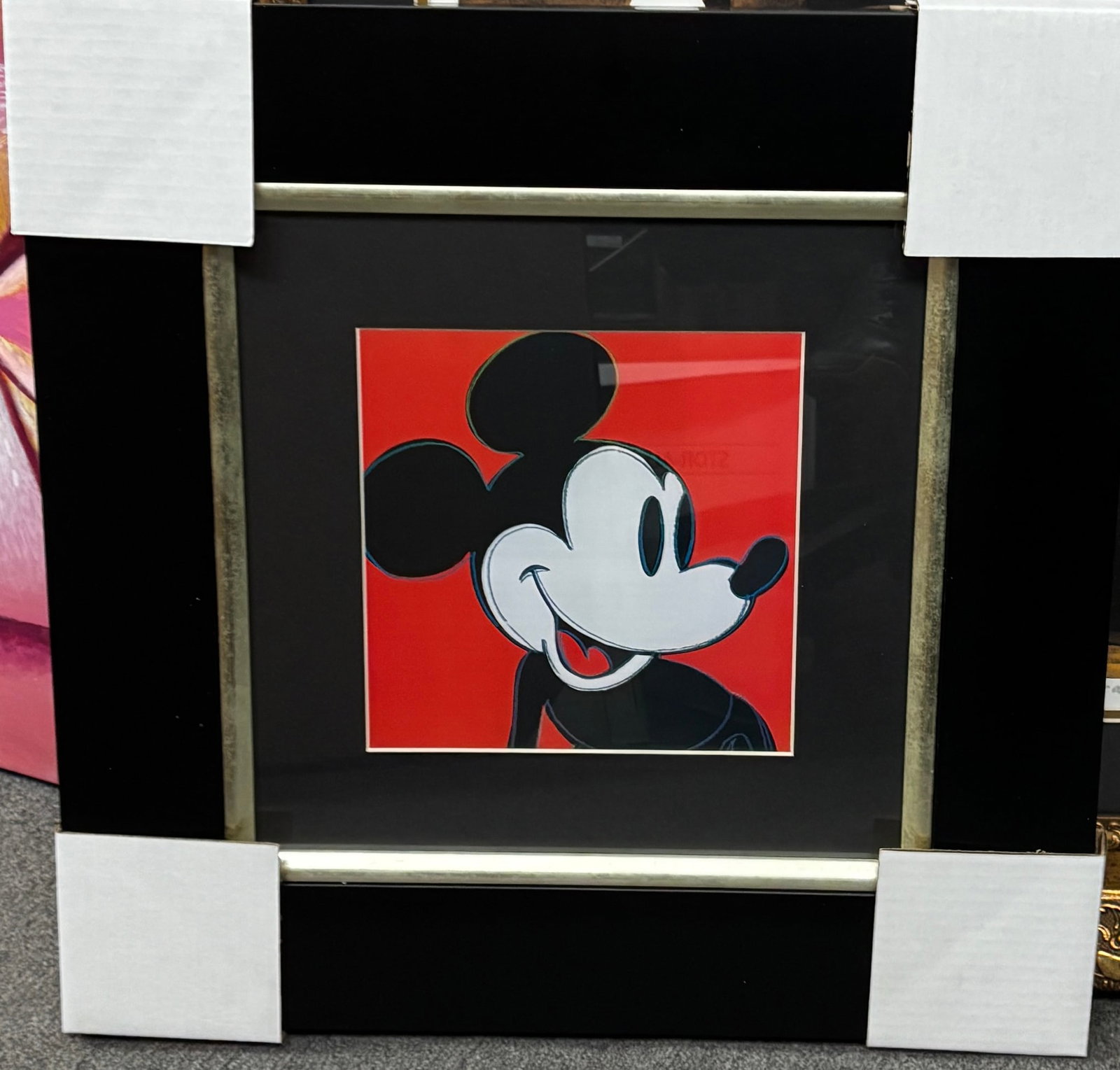 Andy Warhol (American 1928-1987) Mickey Mouse color plate lithograph: Andy Warhol (American 1928-1987) Andy Warhol Mickey Mouse color plate lithograph custom framed and approx 20x18 inches Includes certificate Art Artwork Artist.