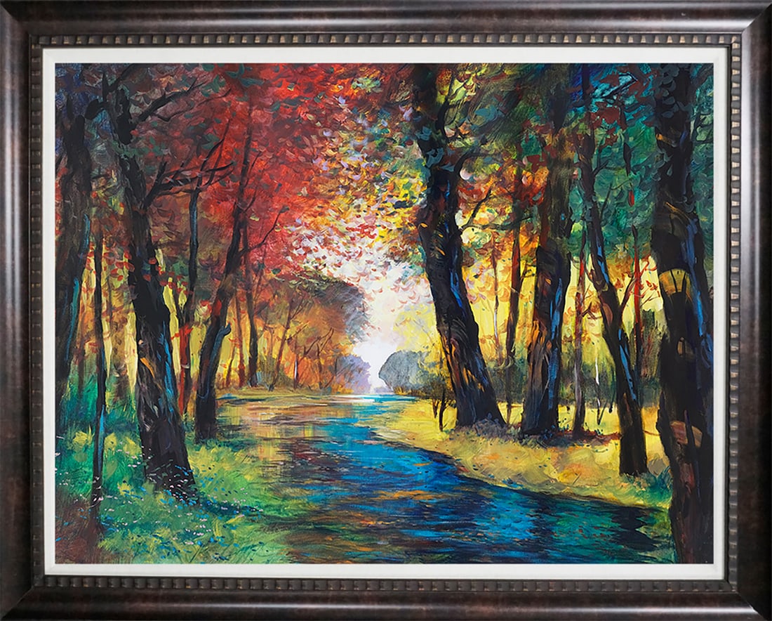 Michael Schofield (American 1947) Landscape Mixed Media Original Painting on canvas: Michael Schofield (American 1947) Mixed Media Original Painting on canvas. Hand signed by the artist. Approx 30 x 24 image. Includes certificate. Custom framed. This work was purchased directly from t