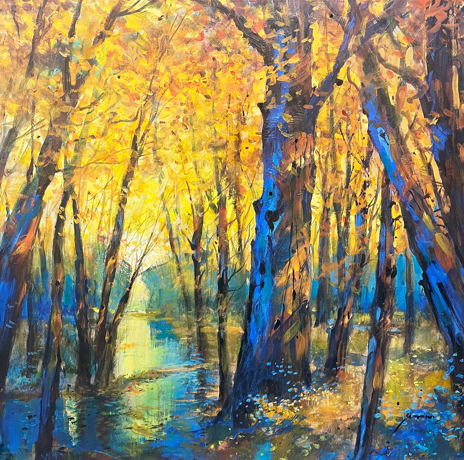Michael Schofield (American 1947) Landscape Mixed Media Original Painting on canvas: Michael Schofield (American 1947) Landscape Original Mixed Media Painting on canvas 32 x 32inches approx. Hand signed by the artist.Includes certificate of authenticity. This work was purchased direct