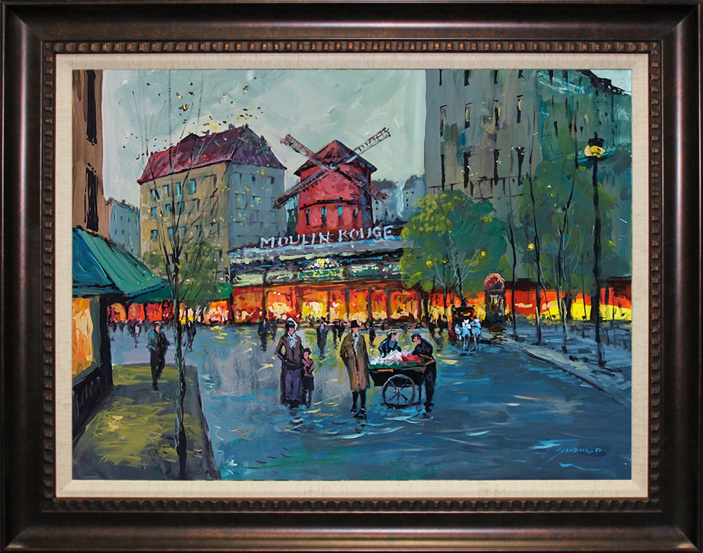 Michael Schofield (American 1947) Moulin Rouge Hand Embellished Painting canvas 18 x 24 Approx.: Michael Schofield (American 1947) Moulin Rouge Hand Embellished Painting canvas by Michael Schofield 18 x 24 Approx. Image size Includes certificate of authenticity Hand signed by the artist This work