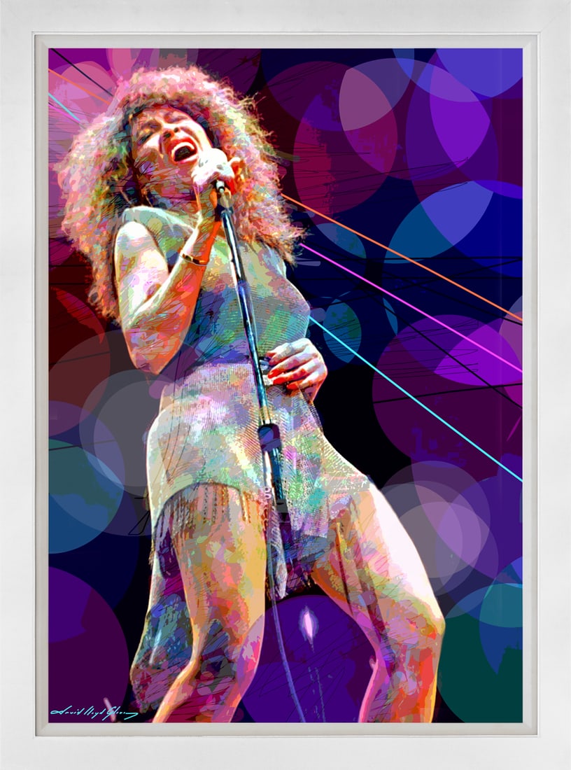 David Lloyd Glover (American 1949) Tina Turner Mixed Media Original Painting on canvas David Llloyd: Mixed Media Original Painting on canvas David Lloyd Glover. One of a kind. Hand signed by the artist. On canvas. Approx image size 24 x18 inches Custom framed and includes certificate. This work was p