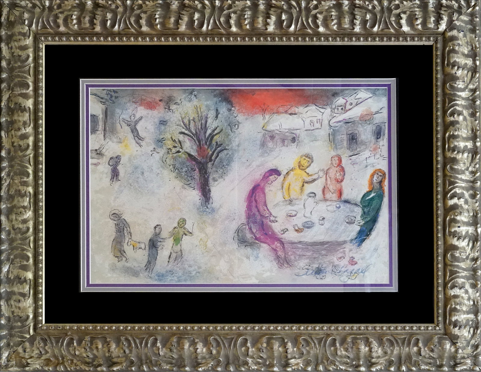 Marc Chagall (Russian-French 1887-1985 Marc Chagall Lithograph Hand signed: Marc Chagall (Russian-French 1887-1985 Marc Chagall Hand Signed Lithograph. This lithograph is hand signed by the artist. Custom framed. Includes documentation.. Approx 22x28 inches. Art Artwork Artis