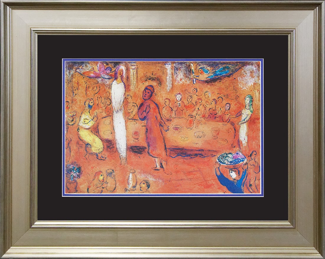 Marc Chagall (Russian-French 1887-1985) Lithograph Hand signed: Marc Chagall (Russian-French 1887-1985 Marc Chagall Hand Signed Lithograph. This lithograph is hand signed by the artist. Custom framed. Includes certificate of authenticity. Approx 26x28 inches. Mour