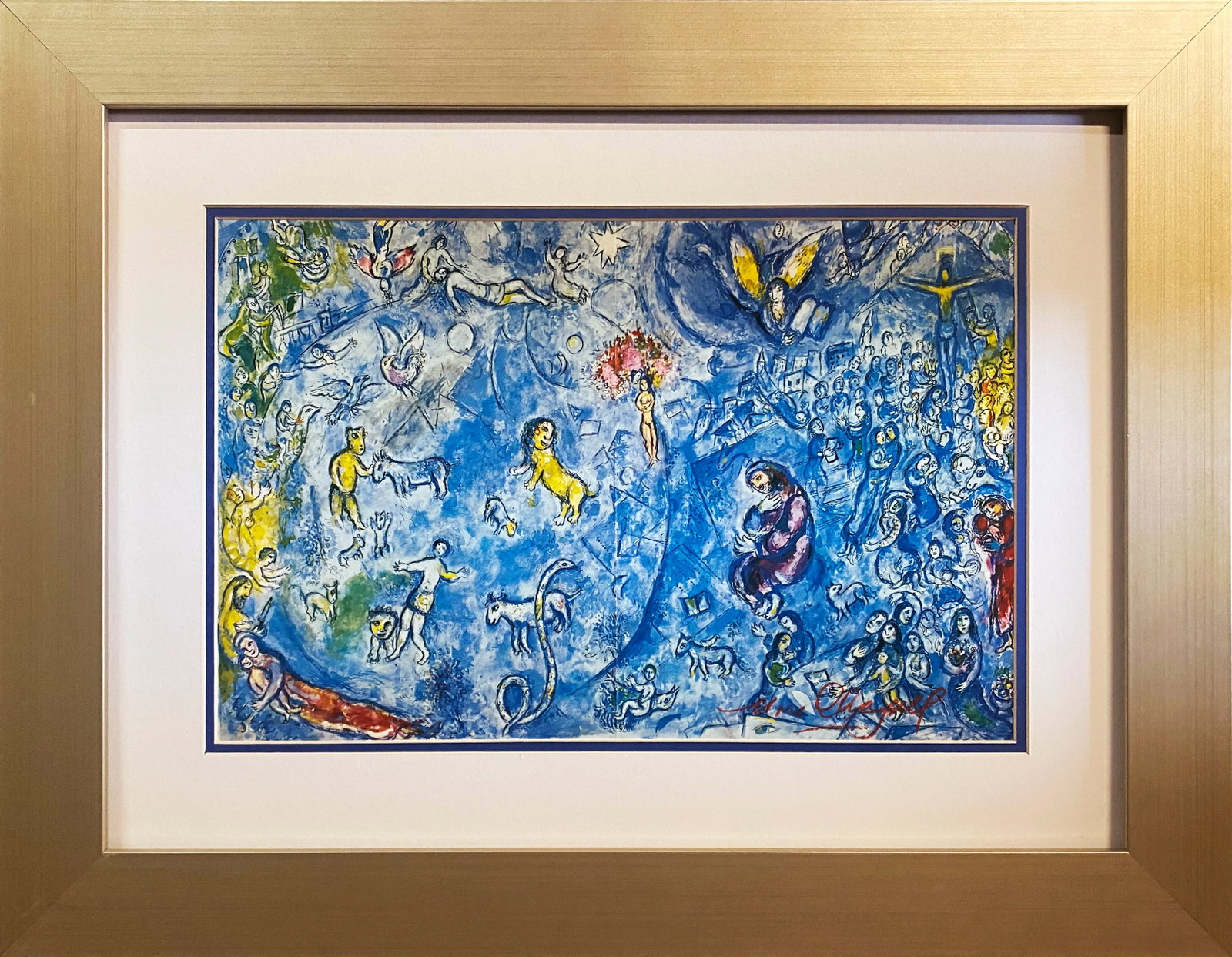 Marc Chagall (Russian-French 1887-1985) Marc Chagall Original Lithograph from 1972 Lithograph: Marc Chagall (Russian-French 1887-1985) Chagall original lithograph from 1972. Approx 24x28 inches and includes certificate Custom framed. Art Artwork Artist.