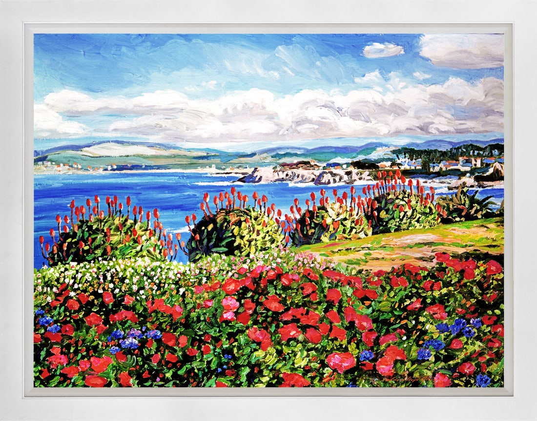 David Lloyd Glover (American 1949) Pacific Grove Aloe Mixed media Original Painting on canvas by: Hand signed by the artist. Custom framed and includes certificate from the artist. Approx 24x18 image size and 30x24 inches overall size framed approx. Hand signed by the artist. Custom framed. Art Ar