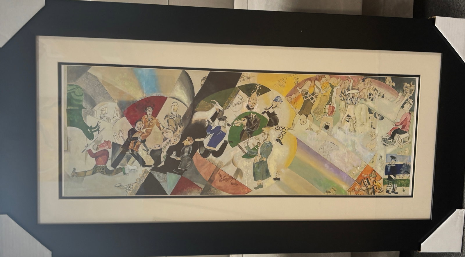 Marc Chagall (Russian-French 1887-1985) Color Plate Lithograph from 1970: Marc Chagall (Russian-French 1887-1985) Color Plate Lithograph from 1970 Theatre and Revolution. The painting was created in 1918 by Marc Chagall Approx 30x20 inches. Includes certificate and Custom f