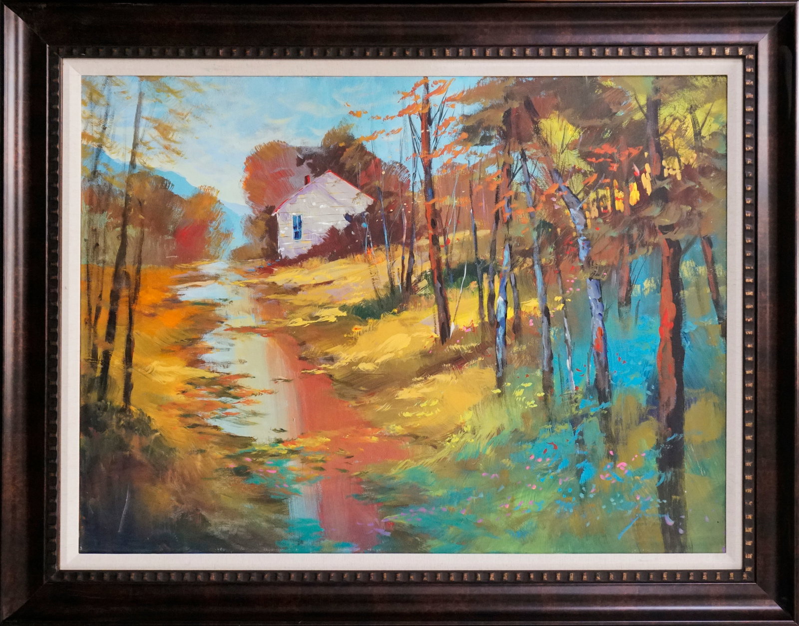 Michael Schofield (American 1947) Original Painting on canvas by Michael Schofield Landscape: Michael Schofield (American 1947) Original Painting on canvas One of a kind original Hand signed by the artist approx 30 x 40 inches image size Custom framed and includes certificate of authenticity. 