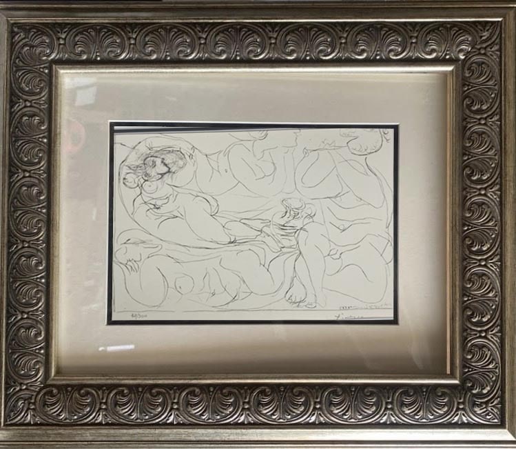 Pablo Picasso (Spanish 1881-1973) Lithograph from 1990 Suite Vollard. Authorized by the Picasso: Pablo Picasso (Spanish 1881-1973) Lithograph from 1990-1992 Suite Vollard. Authorized by the Picasso Family. Each piece is numbered from an edition of 300, and includes the museum stamp on the back wi