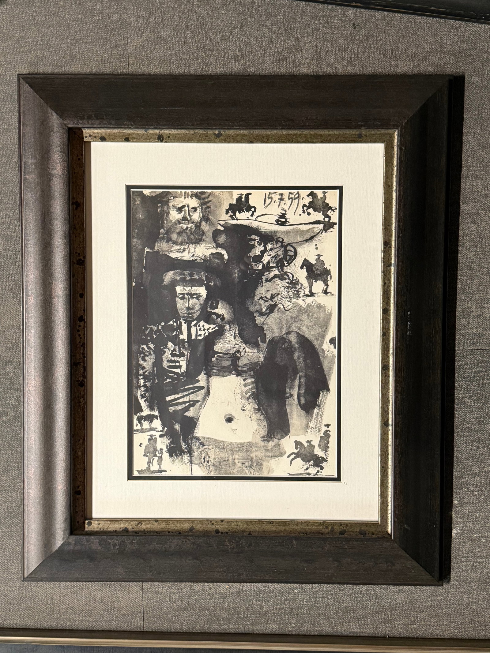 Pablo Picasso (Spanish 1881-1973) Pablo Picasso 1973 Lithograph: Pablo Picasso (Spanish 1881-1973) Pablo Picasso 1973 Lithograph Professionally framed. Includes Certificate of Authenticity. Approx 24 x 20 inches. Art Artwork Artist.
