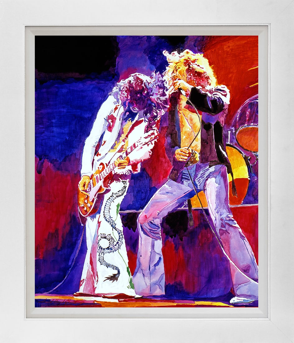 David Lloyd Glover (American 1949) Jimmy Page and Robert Plant of Led Zeppelin. Mixed Media Original: Jimmy Page and Robert Plant of Led Zeppelin. Mixed Media Original Painting on canvas by David Lloyd Glover (American 1949)Jimmy Page and Robert Plant of Led Zeppelin Mixed media on canvas by David Llo