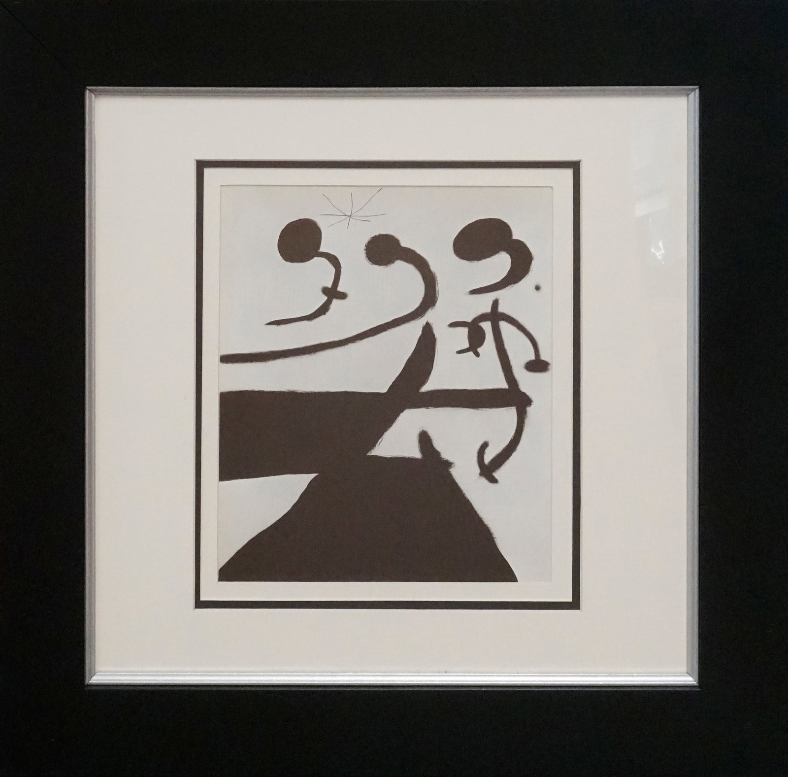 Joan Miro (Spanish 1893-1983) color Plate Lithograph from 1964: Joan Miro (Spanish 1893-1983) color Plate Lithograph from 1964. Approx 24x20 inches. Professionally framed. Includes certificate. Art Artwork Artist.