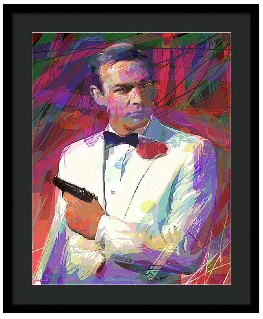 David Lloyd Glover (American 1949) James Bond Original Mixed Media Painting on canvas by David: James Bond Original Mixed Media Painting on canvas by David Lloyd Glover Hand signed by the artist Approx 24x18 inches image size. Custom framed Includes certificate of authenticity. Art Artwork Artis