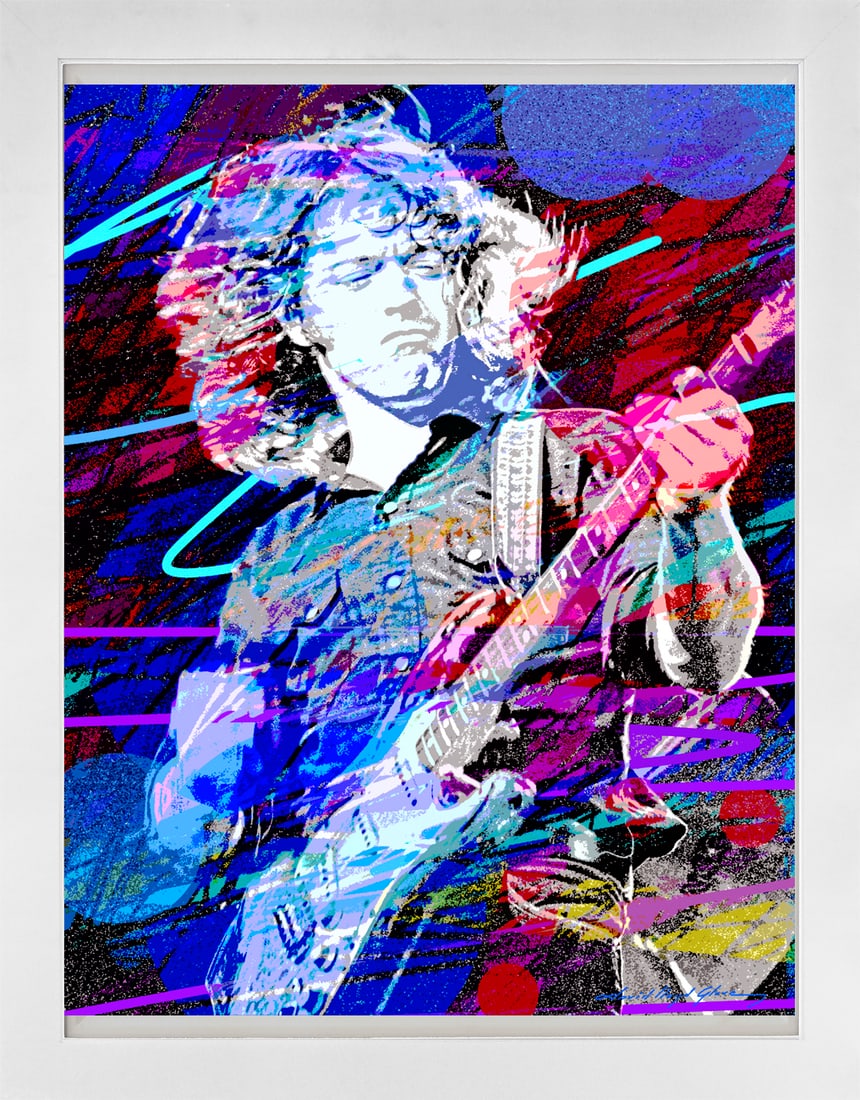 David Lloyd Glover (American 1949) Mixed Media Original Painting on canvas Rory Gallagher Blues by: Mixed media on canvas by David Lloyd Glover Hand signed by the artist. On canvas image size. Approx image size 18x24 inches. Custom framed and includes certificate. Art Artwork Artist.