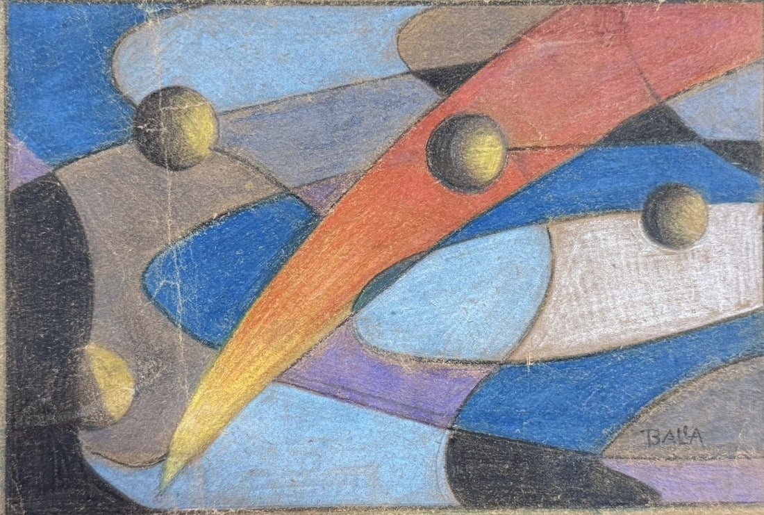 Giacomo Balla (1871-1958) Original Colored pencil on paper.: Balla Artist: Giacomo Balla (1871-1958)Technique: Colored pencil on paper.Signed: Lower right "Balla"Title: FuturistMeasurements: 14 x 21 cmProvenance: Private collection Art Artwork Artist.