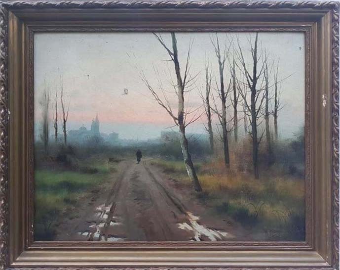 Anton Mauve Original oil attributed to Anton Mauve original oil on canvas: Artist: Anton Mauve (1838-1888)Technique: oil painting on canvas on board.Measures: 59 x 73 cmSigned in the lower right cornerTitle: Rural landscape.Biography: Anton Mauve was born on September 18, 18