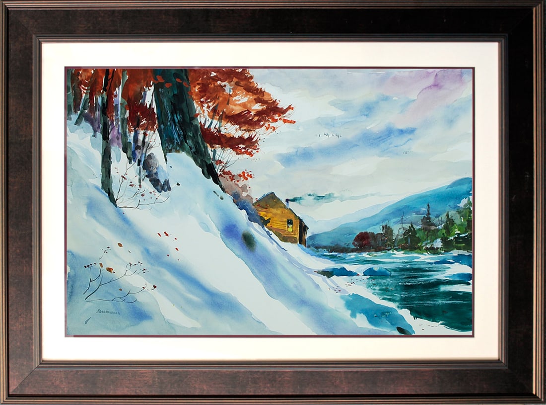 Michael Schofield (American 1947) Original Watercolor Painting by Michael Schofield landscape: Michael Schofield (American 1947) Original Watercolor Painting. Approx 38x48 inches. One of a kind. Hand signed by the artist. Includes certificate of authenticity. Professionally framed. This work wa