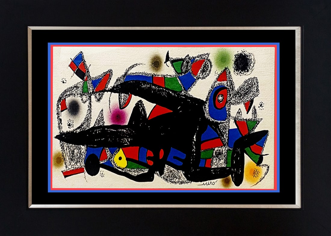 Joan Miro (Spanish 1893-1983) Original Lithograph. 1965 Signed: Joan Miro (Spanish 1893-1983) Original Lithograph. 1965 Signed Joan Miro Original Lithograph. Approx 24x20 inches and includes Certificate of Authenticity. Custom framed. Art Artwork Artist.
