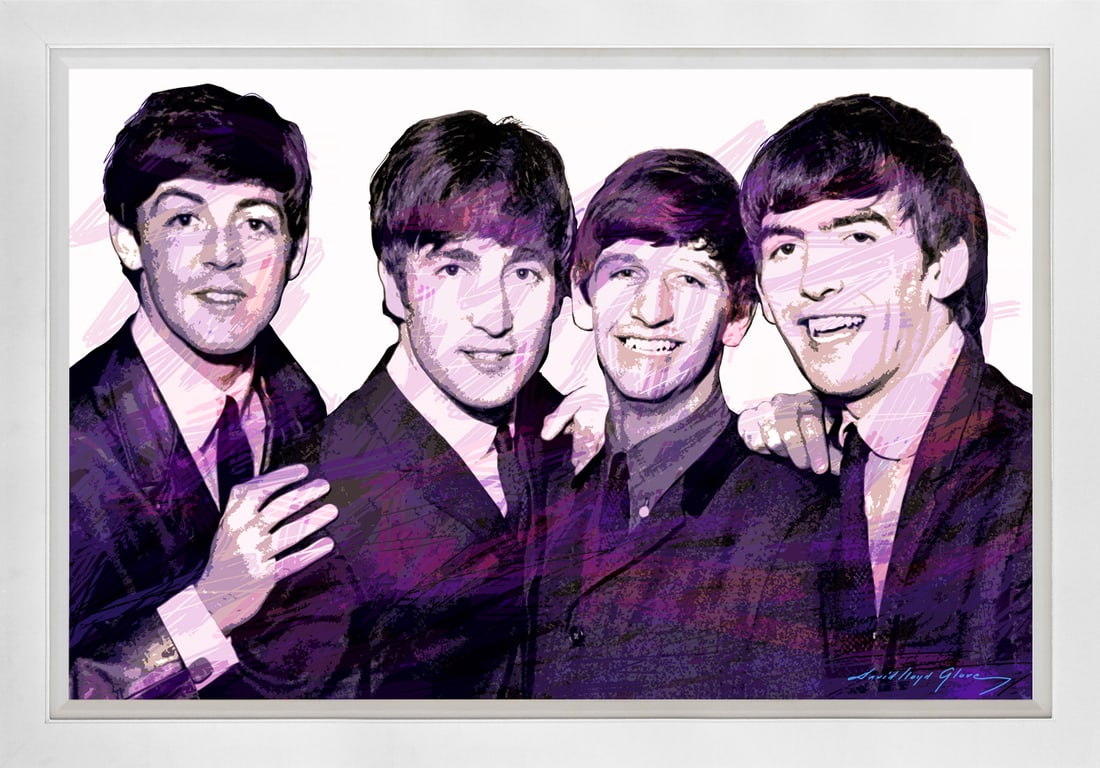 David Lloyd Glover (American 1949) Beatle The Boys Original Mixed Media Painting on canvas David: Beatle The Boys Original Mixed Media Painting on canvas David Lloyd Glover On canvas. Approx image size 24 x18 inches. Custom framed and includes certificate. This work was purchased directly from the