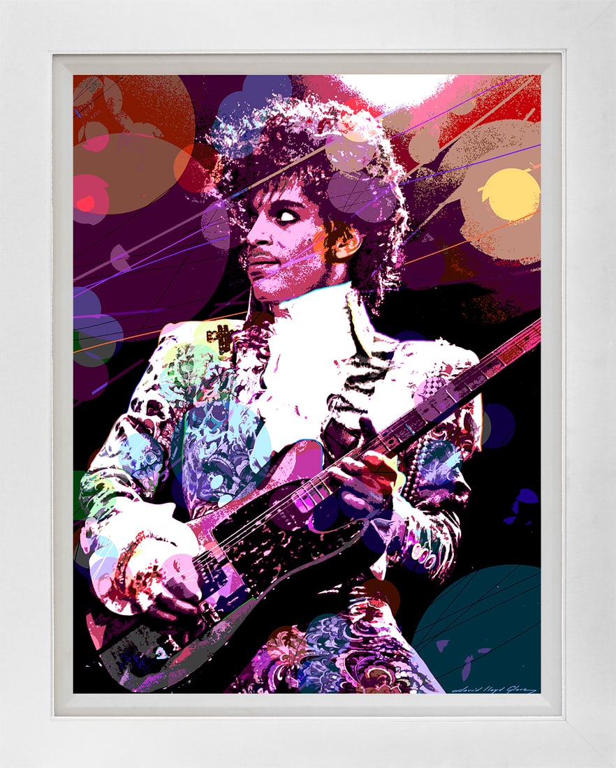 David Lloyd Glover (American 1949) Prince Telecaster Mixed media original David Lloyd Glover: Prince Telecaster Mixed media original David Lloyd Glover (American 1949)Prince Telecaster Mixed media on canvas by David Lloyd Glover One of a kind. Hand signed by the artist. On canvas Approx image 