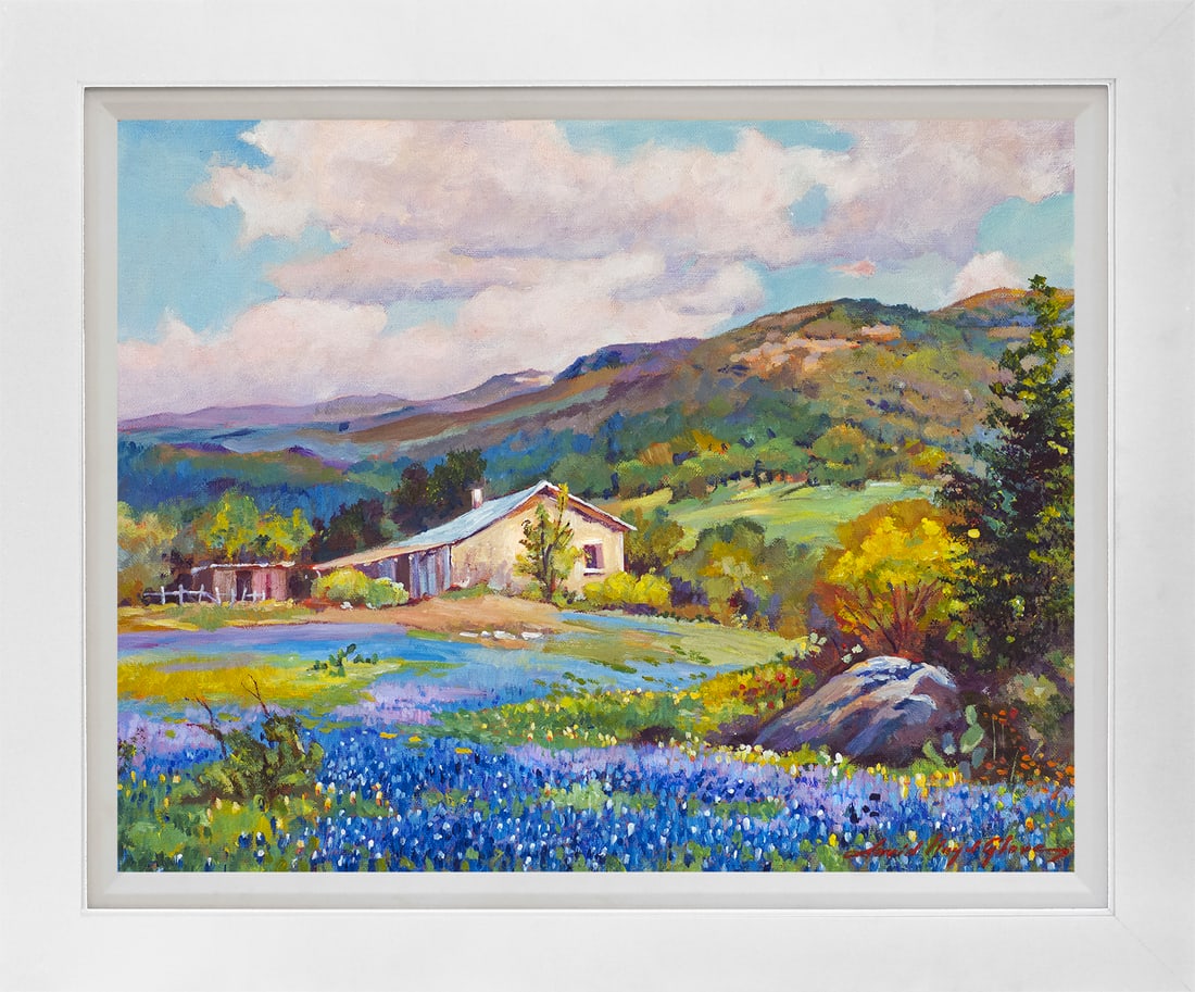 David Lloyd Glover (American 1949) Old Ranch Hand Embellished Painting on canvas by David Lloyd: Hand Embellished Painting on canvas by David Lloyd Glover Hand signed by the artist. On canvas image size. Approx image size 18x24 inches. Custom framed and includes certificate. This work was purchas