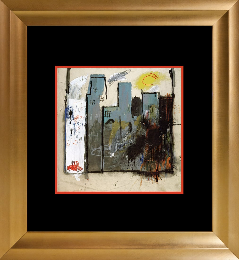 Jean-Michel Basquiat (American 1960-1988) Lithograph from 1981 after Basquiat: Jean-Michel Basquiat (American 1960-1988) Lithograph from 1981. Custom framed. Approx 22x20 inches. Includes certificate of authenticity. Jean-Michel Basquiat was born in 1960 and died in 1988 and was
