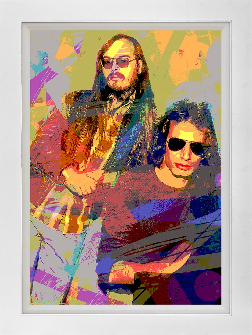 David Lloyd Glover (American 1949) Becker and Fagen Steely Dan Mixed Media Original Painting on: Becker and Fagen Steely Dan Mixed Media Original Painting on canvas David Lloyd Glover Hand signed by the artist. On canvas image size. Approx image size 18x24 inches. Custom framed and includes certi