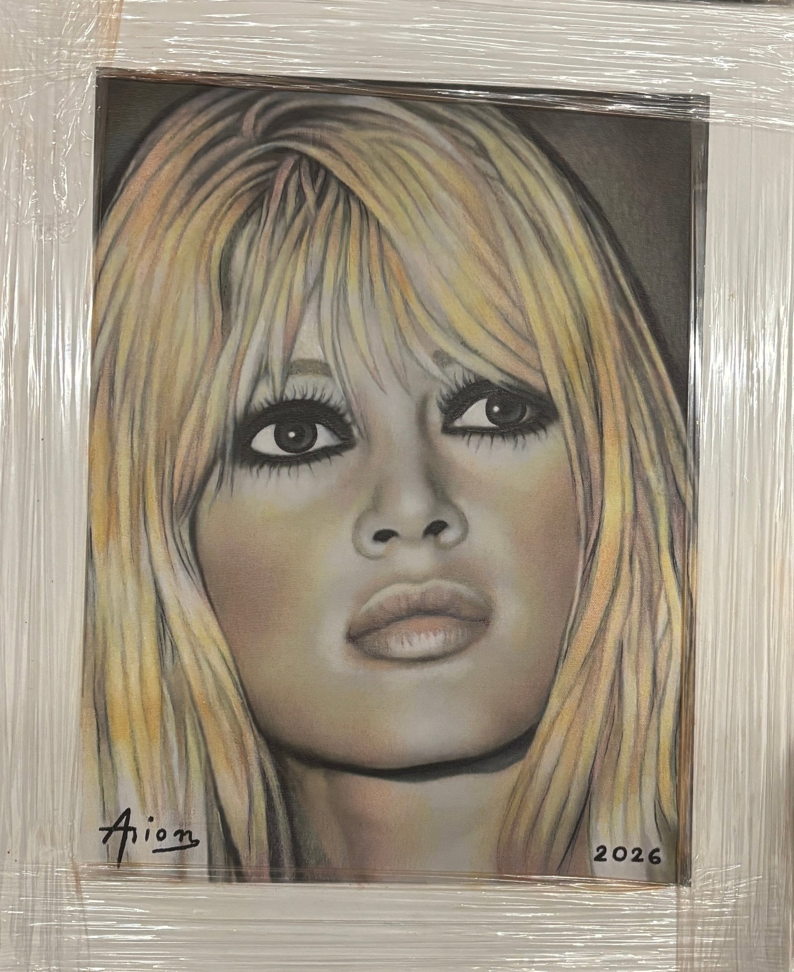 Katherine Arion (American 1957) Bridget Bardot original mixed media on canvas (1 of 1)