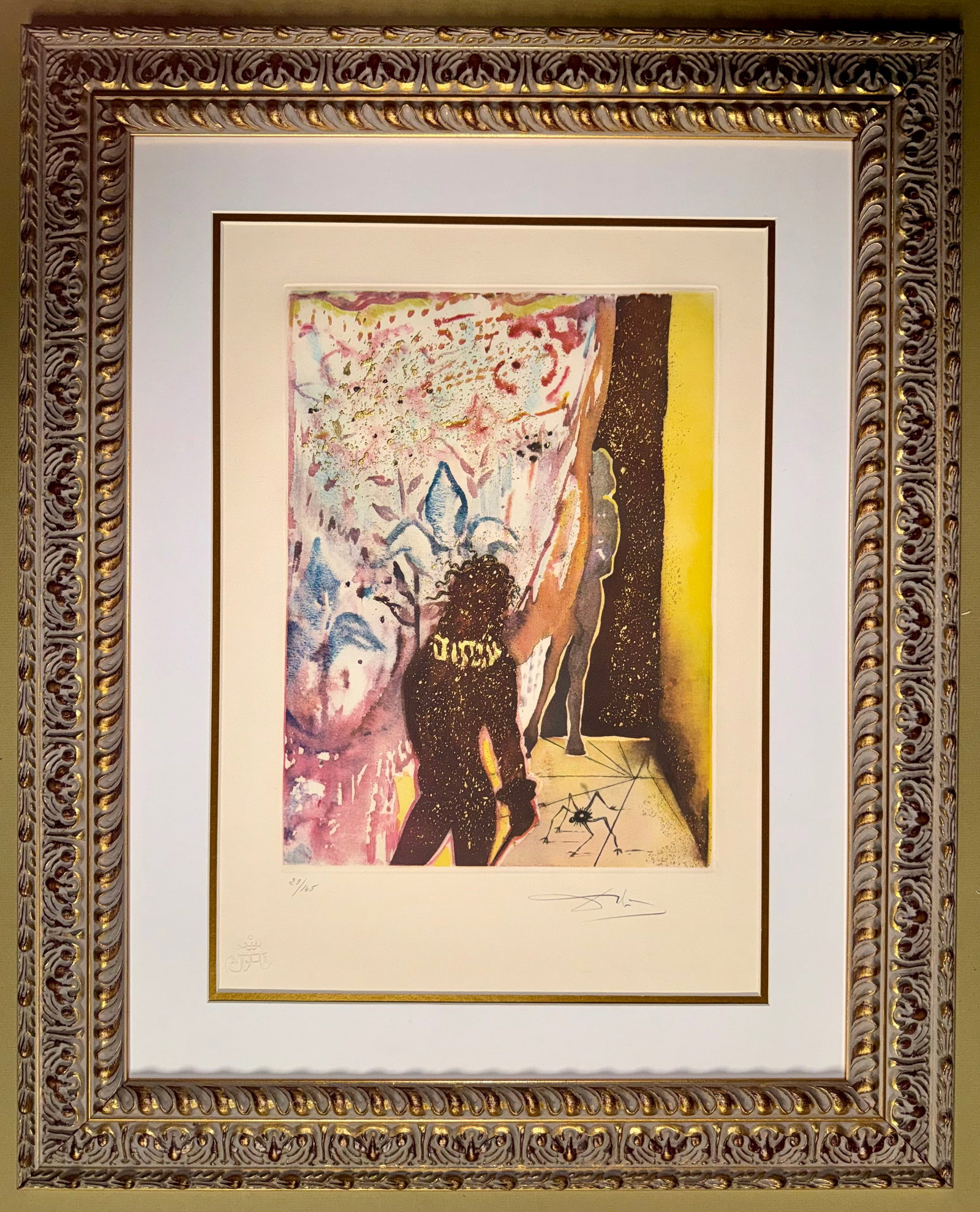 Salvador Dali (Spanish 1904-1989)Hamlet Suite Original colored Etching 1973 with Aquatint and gold: Salvador Dali Hamlet Suite Original colored Etching 1973 with Aquatint and gold dust embellishments Hand signed and numbered Custom framed and Includes certificate of authenticity.