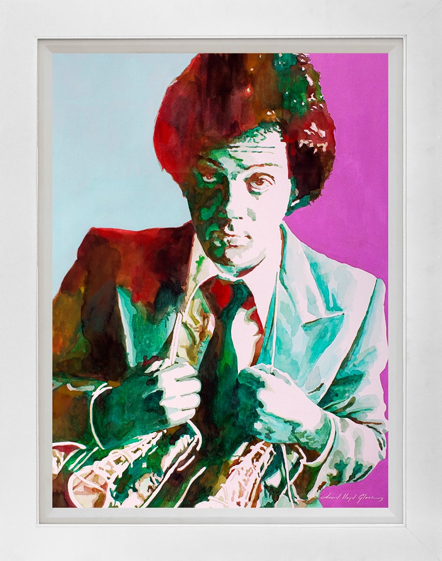 David Lloyd Glover (American 1949) Billy Joel Mixed Media Original Painting on canvas David Lloyd: Billy Joel Mixed Media Original Painting on canvas David Lloyd Glover. Hand signed by the artist. On canvas image size. Approx image size 18x24 inches. Custom framed and includes certificate. This wor