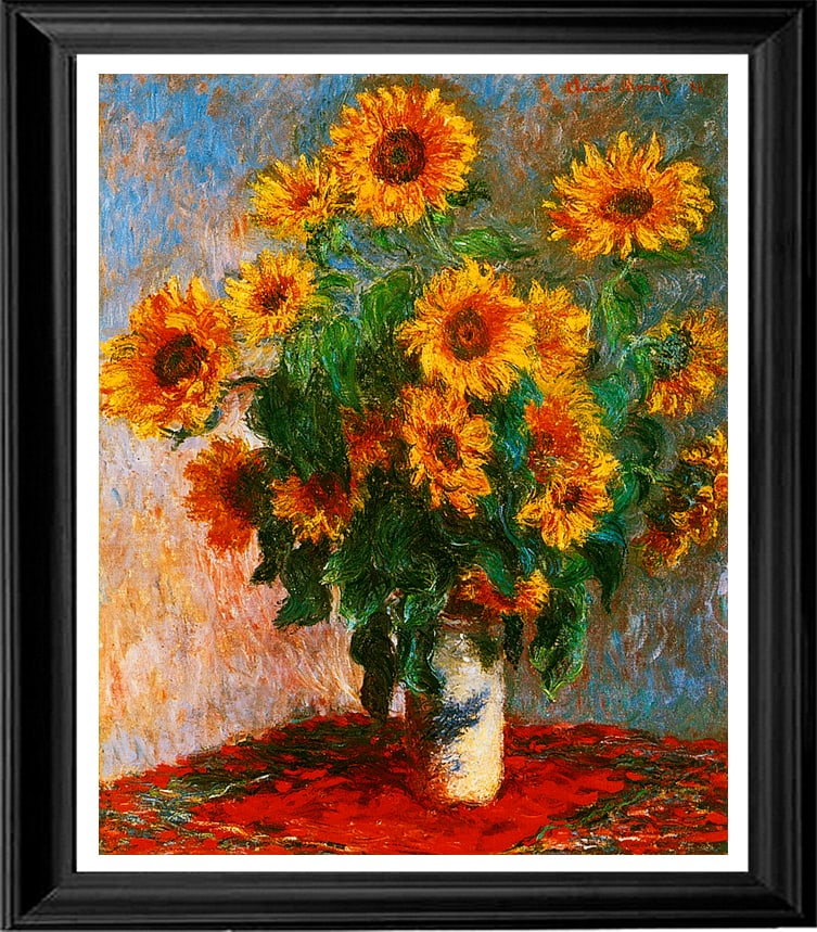 Claude Monet (French 1840-1926) Sunflowers Hand Embellished Painting on canvas Limited Edition on: Claude Monet Hand Embellished Painting Canvas. Sunflowers after Claude. Monet 28x32 inches approx. Includes documentation The signature is in the plate. Custom framed. Art Artwork Artist.
