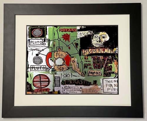 Jean-Michel Basquiat (American 1960-1988) Color plate lithograph.: Jean-Michel Basquiat (American 1960-1988) Lithograph from 2005. Approx 20x22 inches. Includes certificate of authenticity. Professionally framed Art Artwork Artist.