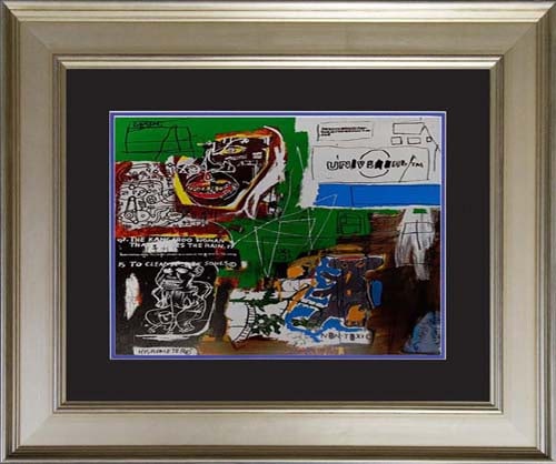 Jean-Michel Basquiat (American 1960-1988) Color plate lithograph.: Jean-Michel Basquiat (American 1960-1988) Lithograph from 2005. Approx 20x22 inches. Includes certificate of authenticity. Professionally framed Art Artwork Artist.