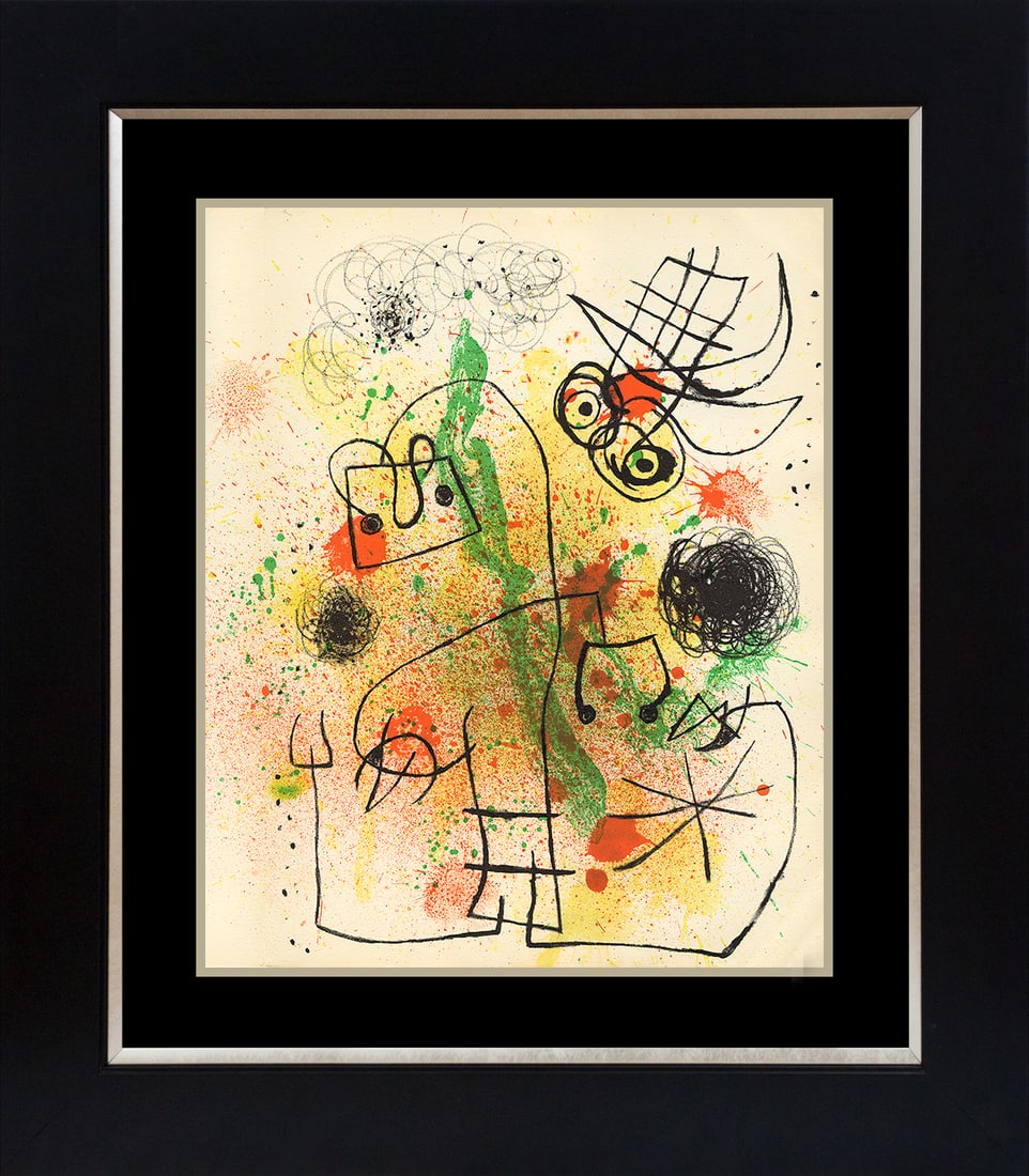 Joan Miro (Spanish 1893-1983) Lithograph from 1970: Joan Miro (Spanish 1893-1983) Color Plate Lithograph Printed in the 1970. Custom framed Includes certificate of authenticity. Approx 20 x 24 inches. Art Artwork Artist.