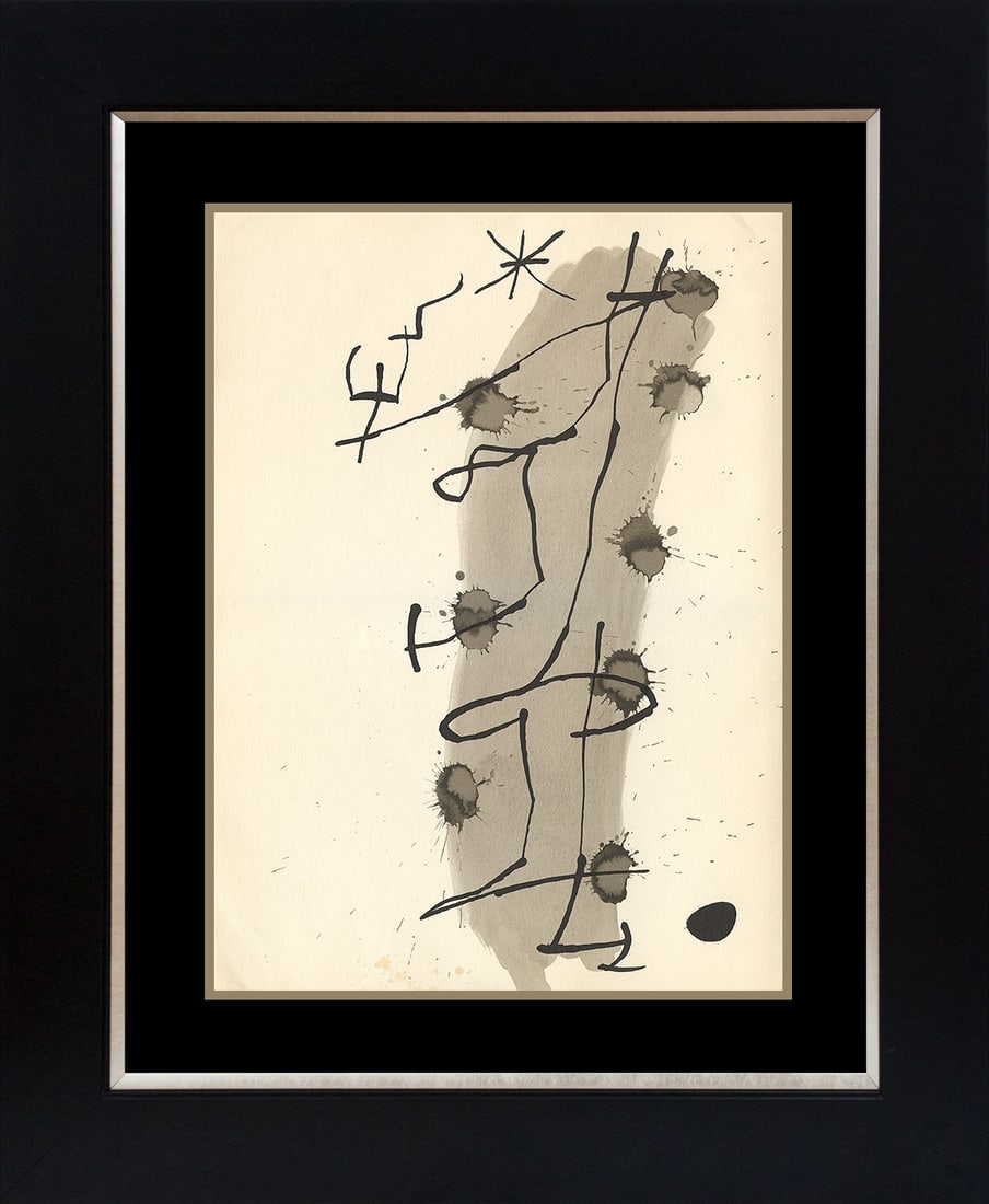Joan Miro (Spanish 1893-1983) Lithograph 1970: Joan Miro (Spanish 1893-1983) Color Plate Lithograph Printed in the 1970. Custom framed Includes certificate of authenticity. Approx 20x24 inches. Art Artwork Artist.