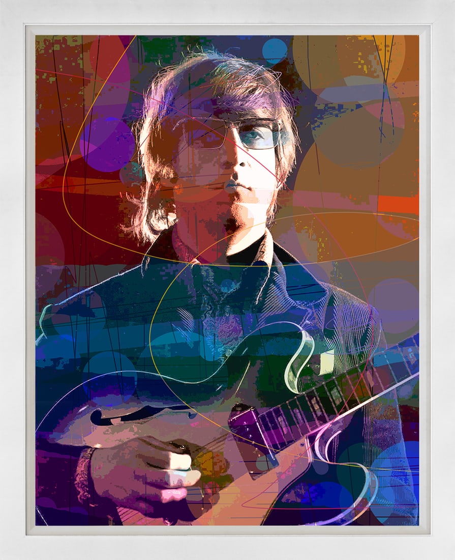 David Lloyd Glover (American 1949) John Lennon Rain Original Mixed Media Painting on canvas by David: John Lennon Rain Original Mixed Media Painting on canvas by David Lloyd Glover Hand signed by the artist. Custom framed and includes certificate from the artist. Approx 24x18 image size and 30x24 inch