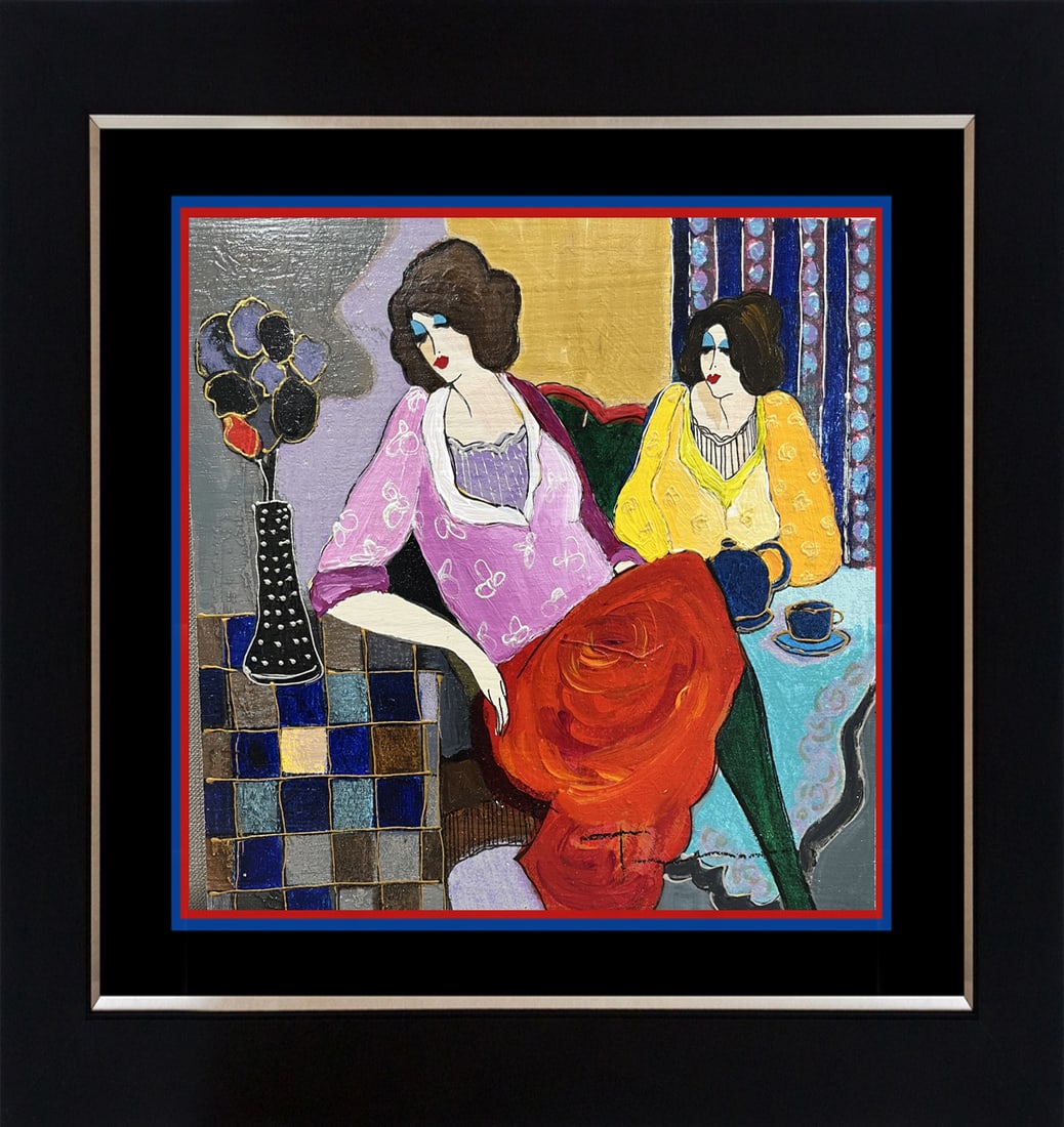 Tarkay (Israeli, 1935-2012) Original Mixed Media Painting Painting on wood panel (1 of 1)