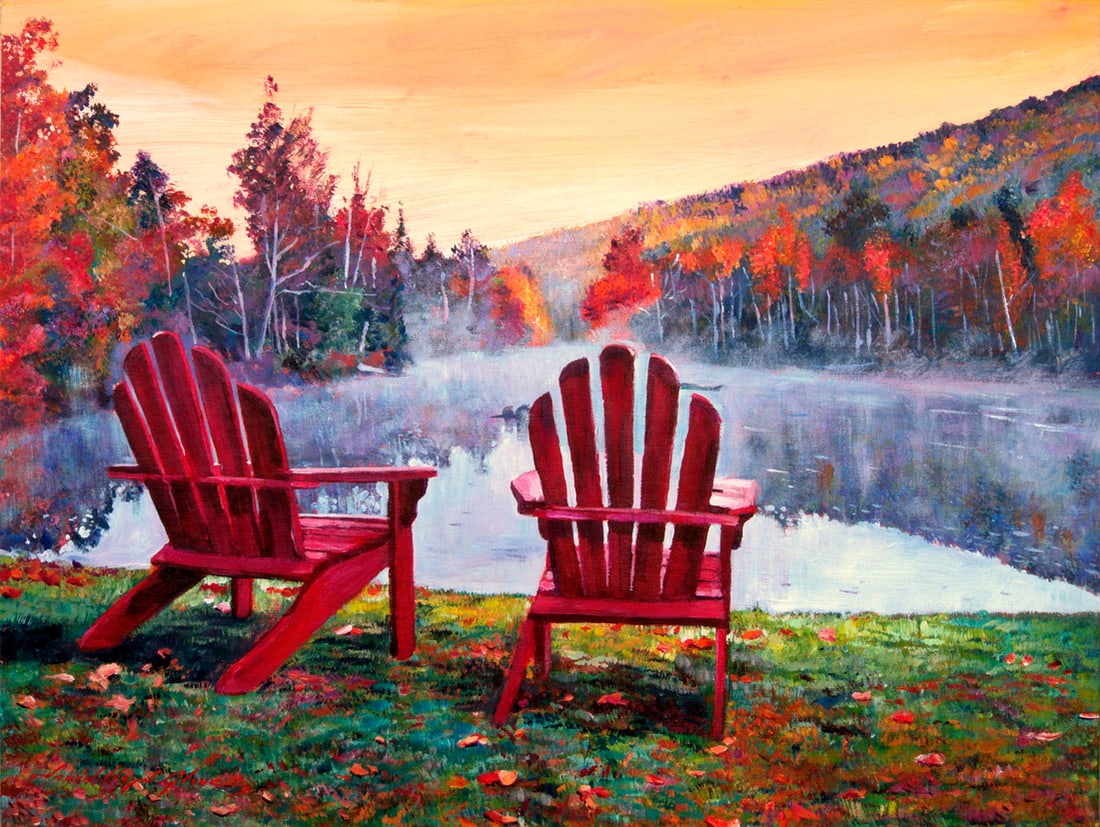 David Lloyd Glover (American 1949) Vermont Romance Mixed Media Original Painting on canvas by David: Mixed media on canvas by David Lloyd Glover Hand signed by the artist. On canvas image size Approx image size 18 x 24 inches Custom framed and includes certificate This work was purchased directly fro