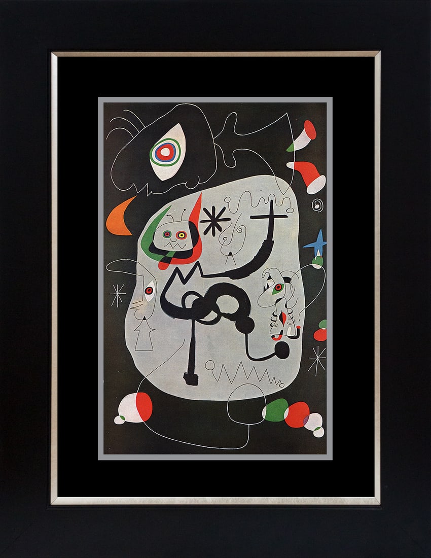 Joan Miro (Spanish 1893-1983) Color Plate Lithograph: Joan Miro (Spanish 1893-1983) Color Plate Lithograph Printed in 1968. Custom framed. Includes Certificate of Authenticity. Approx 24x26 inches. Art Artwork Artist.