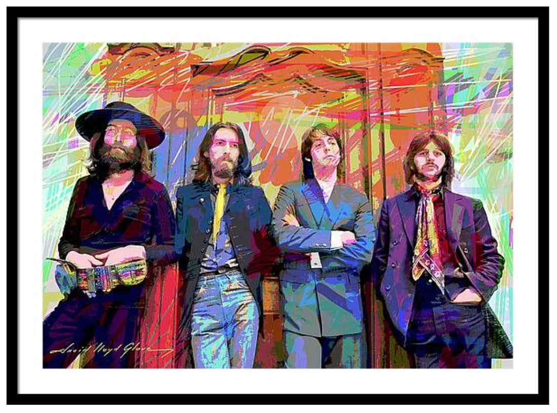 David Lloyd Glover (American 1949) Beatles Original Mixed Media Painting on canvas by David Lloyd: Beatles Original Mixed Media Painting on canvas by David Lloyd Glover. Approx 30x24 inches and 24x18 inches image size. Custom framed and includes certificate of authenticity. Art Artwork Artist.