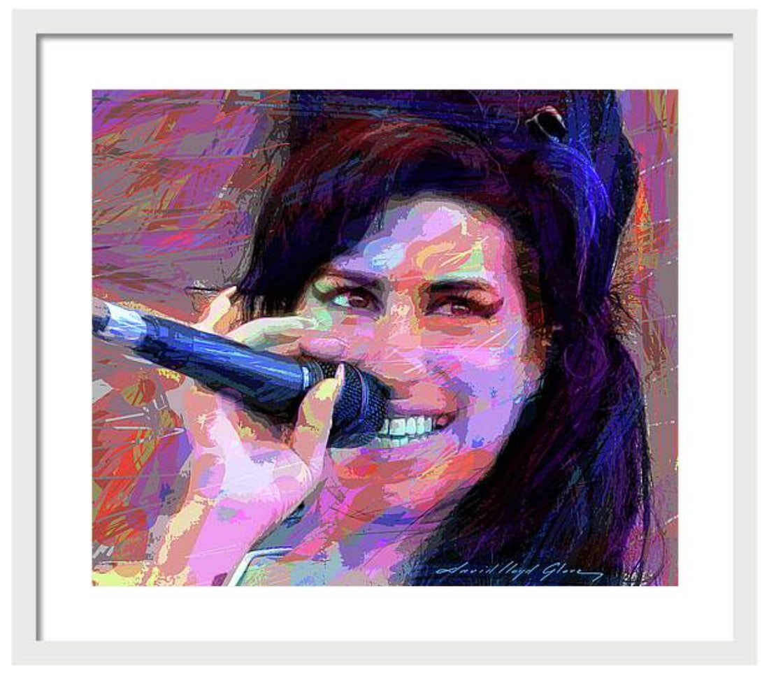 David Lloyd Glover (American 1949) Amy Winehouse Original Mixed Media Painting on canvas by David: Amy Winehouse Original Mixed Media Painting on canvas by David Lloyd Glover Original Mixed Media Painting on canvas by David Lloyd Glover. Approx 30x24 inches and 24x18 inches image size. Custom frame