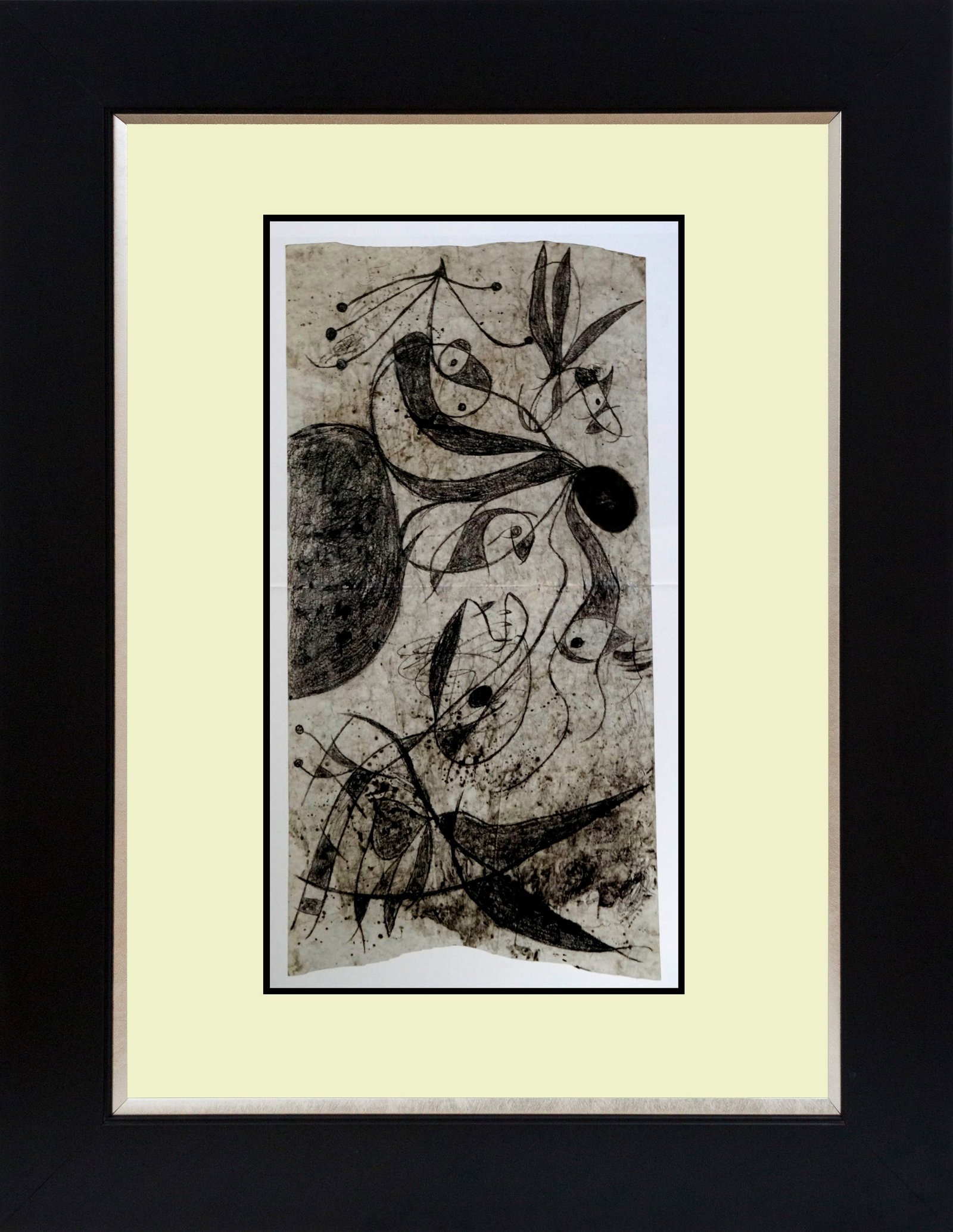 Joan Miro (Spanish 1893-1983) color Plate lithograph after Miro: Joan Miro (Spanish 1893-1983) Color Plate Lithograph Joan Miro (Spanish 1893-1983) Printed in the 1970's by Mourlot Press. Custom framed Includes certificate of authenticity. Approx 24x26 inches. Art 