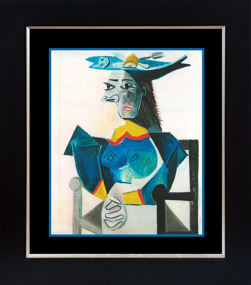 Pablo Picasso (Spanish 1881-1973) Limited Edition Collection Domaine Woman with fork: Pablo Picasso (Spanish 1881-1973) Limited Edition Collection Domaine Woman with fork Pablo Picasso -Limited edition Custom framed. Estate signed. From the Collection Domaine Picasso. Includes document