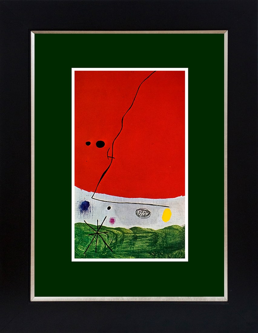 Joan Miro (Spanish 1893-1983) color plate lithograph 1959: Joan Miro (Spanish 1893-1983) 1959 Lithograph from Mourlot Press in Paris. Approx 20x24 inches. Professionally framed. Includes certificate of authenticity. Art Artwork Artist.
