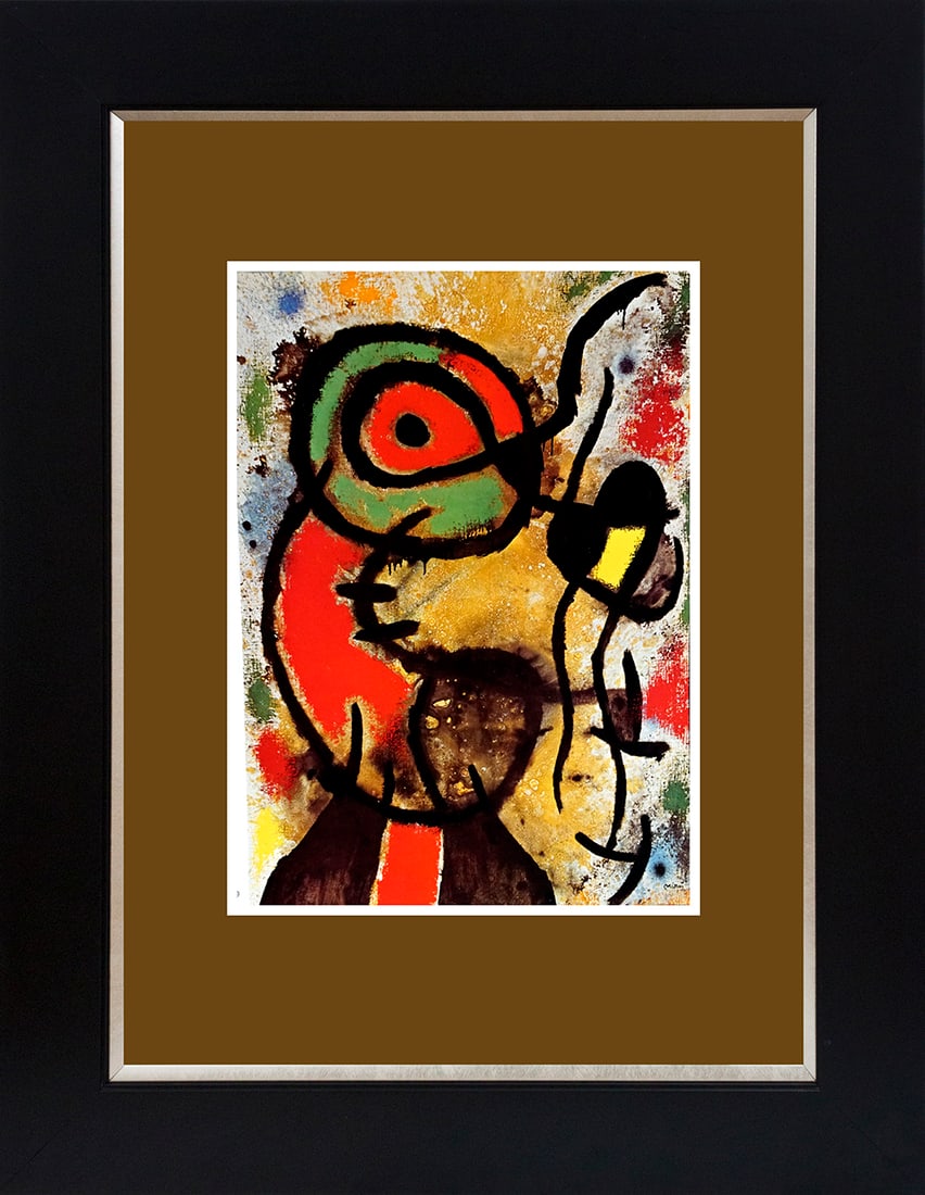 Joan Miro (Spanish 1893-1983) color plate lithograph 1959: Joan Miro (Spanish 1893-1983) 1959 Lithograph from Mourlot Press in Paris. Approx 20 x 24 inches. Professionally framed. Includes certificate of authenticity. Art Artwork Artist.