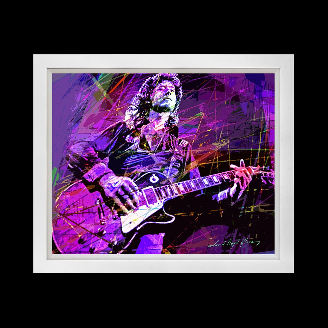 David Lloyd Glover (American 1949) Jimmy Page Solos Hand Embellished Painting on canvas David Lloyd: Jimmy Page Solos Hand Embellished Painting on canvas David Lloyd Glover (American 1949)Jimmy Page Solos Hand Embellished Painting on canvas by David Lloyd Glover Hand signed by the artist. On canvas A