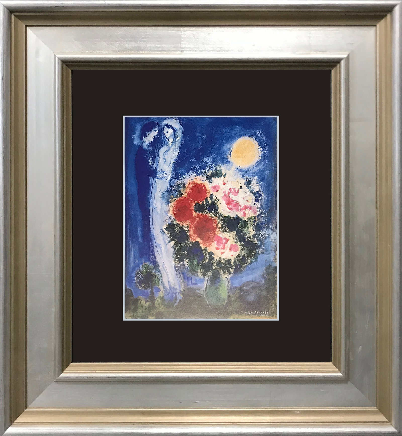 Marc Chagall (Russian-French 1887-1985 Marc Chagall color plate lithograph: Marc Chagall (Russian-French 1887-1985 Marc Chagall Color Plate Lithograph. Custom framed. Includes certificate. Approx. 24x20 inches. Art Artwork Artist.